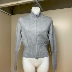 Orange Kiss  Women’s Full Zip Sweater Gray  Collar  Medium